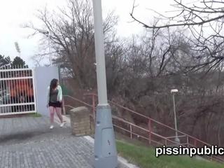 Crazy Czech Girls are Peeing in the Middle of the City and get Caught