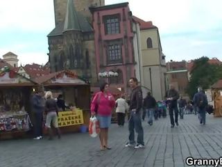 Granny tourist jumps on cock
