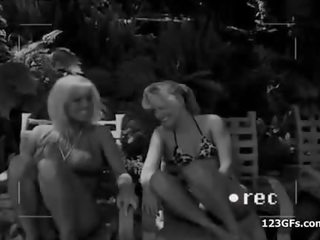 Horny girlfriends gets DP and facialized at pool
