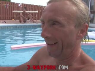 3-Way dirty film - Family Pool Party Old-Young Family Threesome