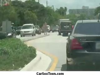 Amateur teen girl hitch hiking for a ride and gets the ultimate car fucking 18